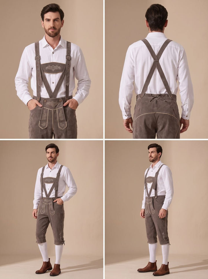 Herren Oktoberfest Trachten-Set Lederhosen mit Karohemd