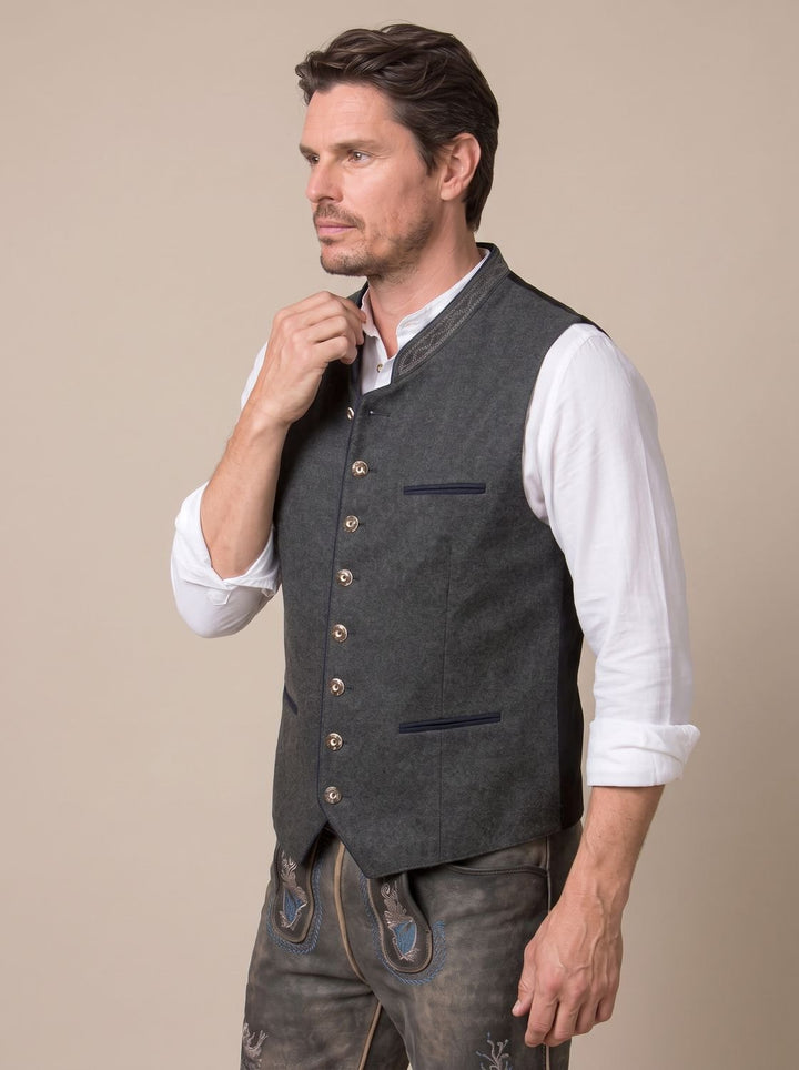 Herren Oktoberfest Trachtenweste Figurnahe Bayerische Gilet