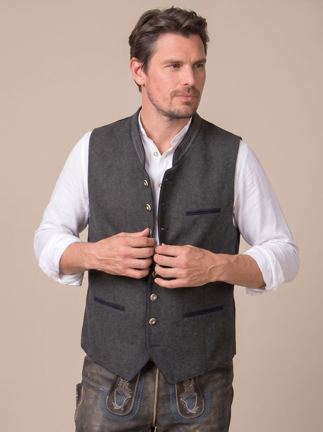 Herren Oktoberfest Trachtenweste Figurnahe Bayerische Gilet