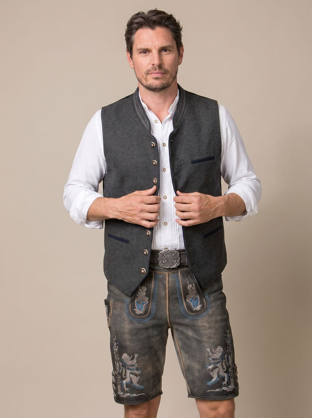 Herren Oktoberfest Trachtenweste Figurnahe Bayerische Gilet