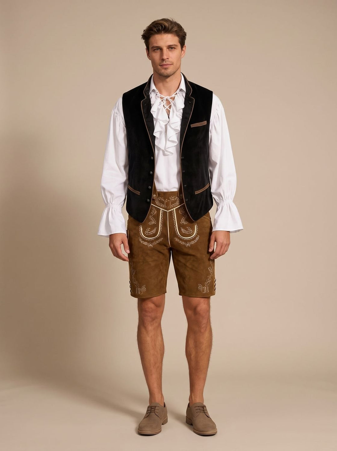 Herren Oktoberfest Trachtenweste Samt mit Stickerei