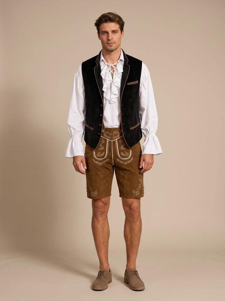 Herren Oktoberfest Trachtenweste Samt mit Stickerei