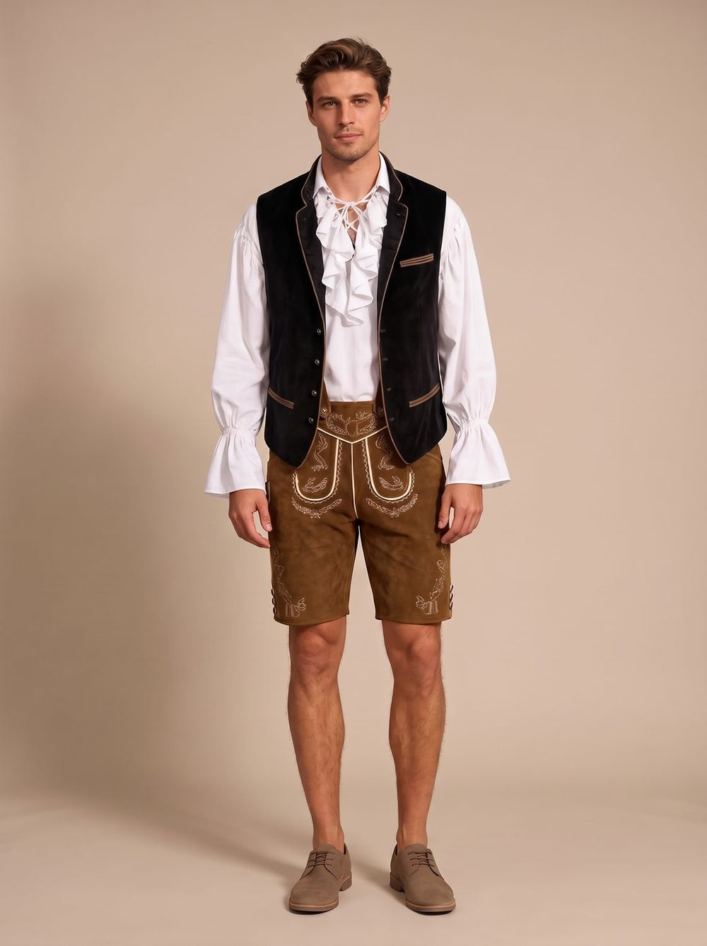 Herren Oktoberfest Trachtenweste Samt mit Stickerei