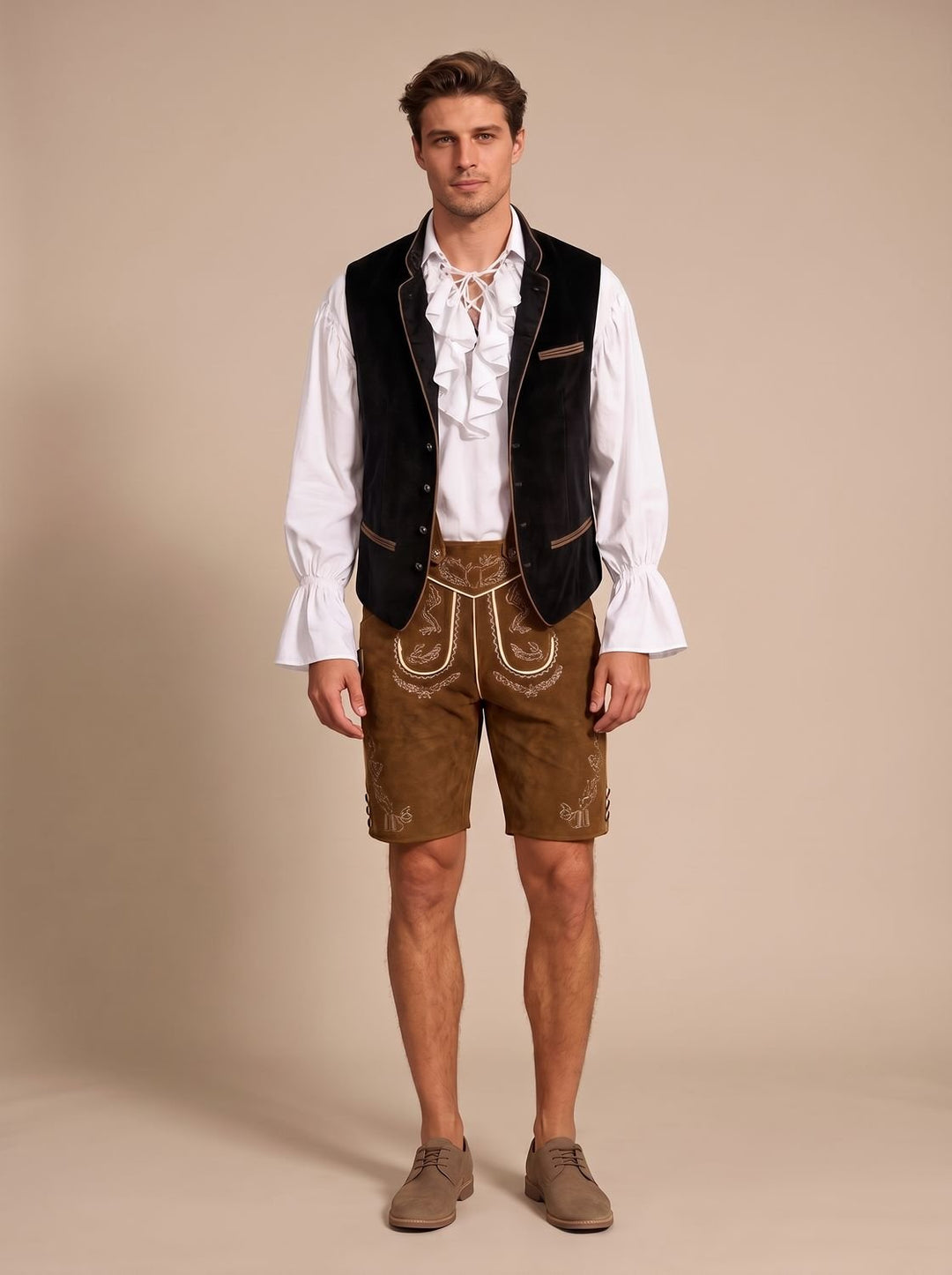 Herren Oktoberfest Trachtenweste Samt mit Stickerei