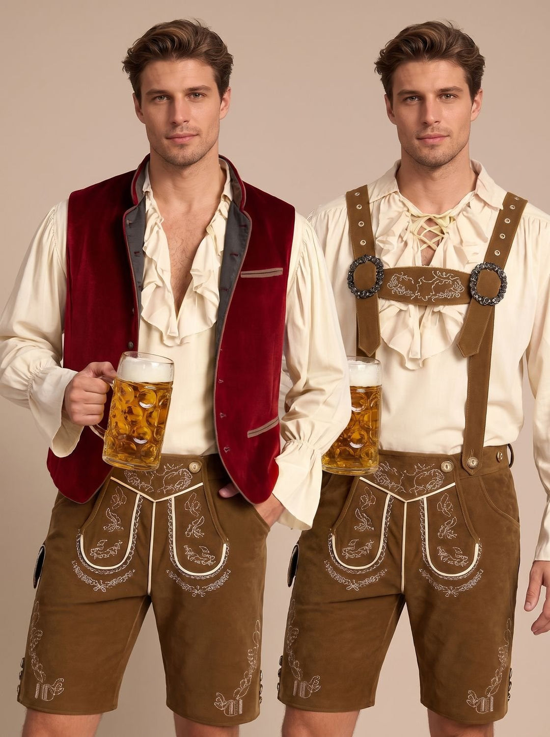 Herren Oktoberfest Trachtenweste Samt mit Stickerei