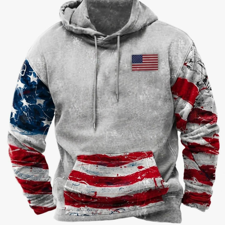Herren Oversized Kapuzenpullover mit Tribal-Muster-Detail Vintage-Hoodie - Rot