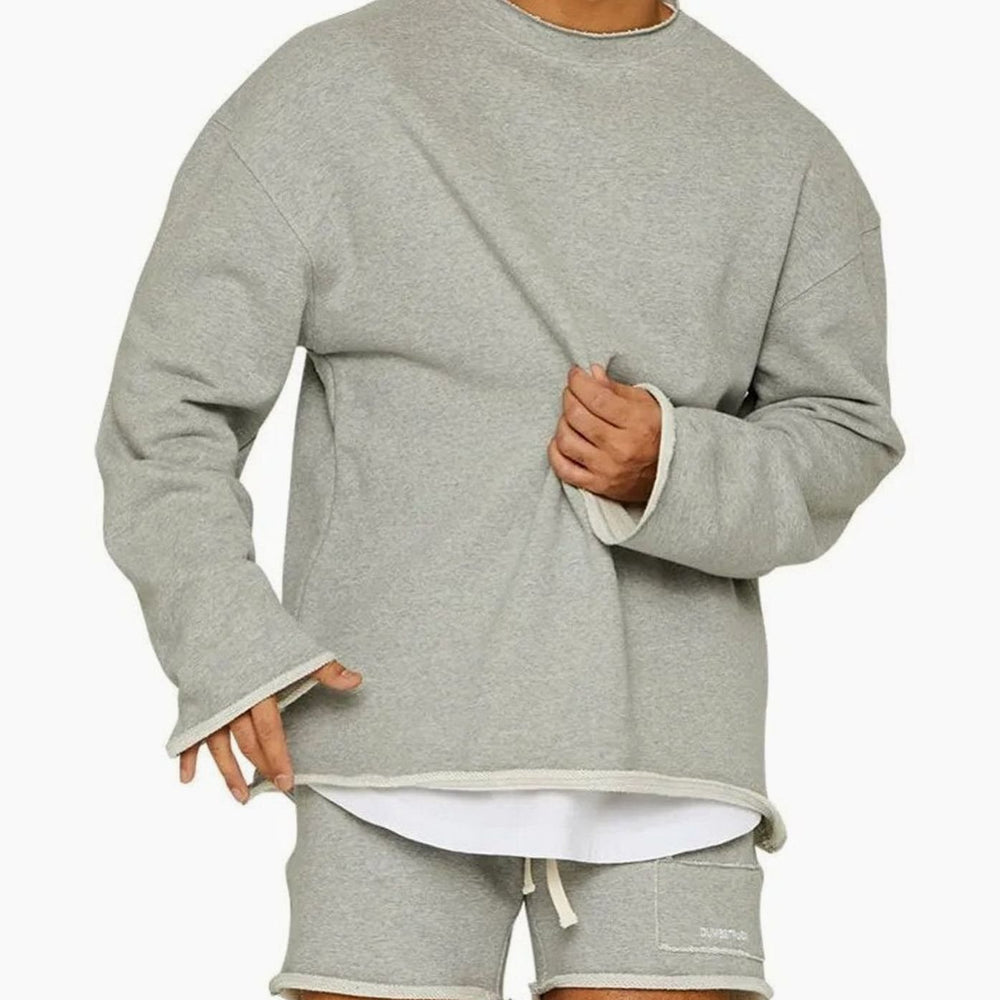 Herren Oversized Rundhals Pullover Lounge-Sweatshirt - Grau