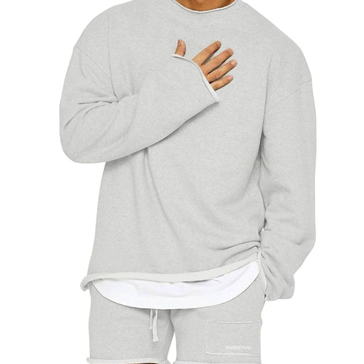 Herren Oversized Rundhals Pullover Lounge-Sweatshirt - Silber
