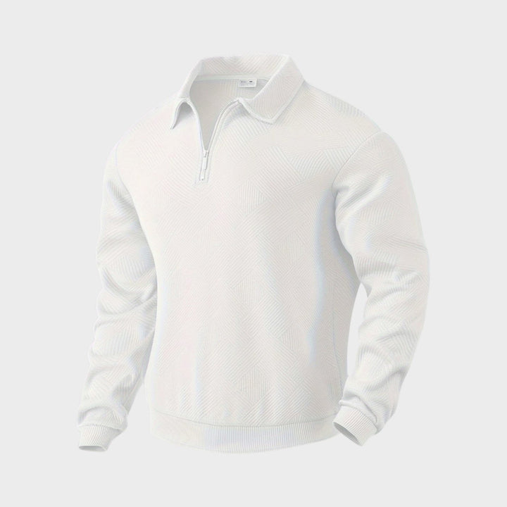 Herren Polo-Sweatshirt mit halbem Reißverschluss Freizeitshirt - Weiß