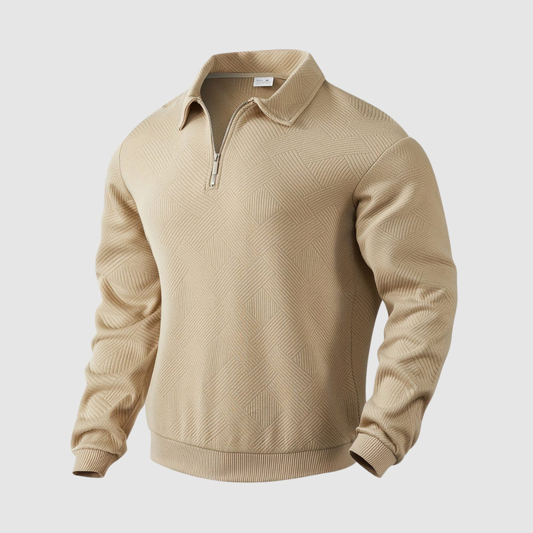 Herren Polo-Sweatshirt mit halbem Reißverschluss Freizeitshirt - Khaki