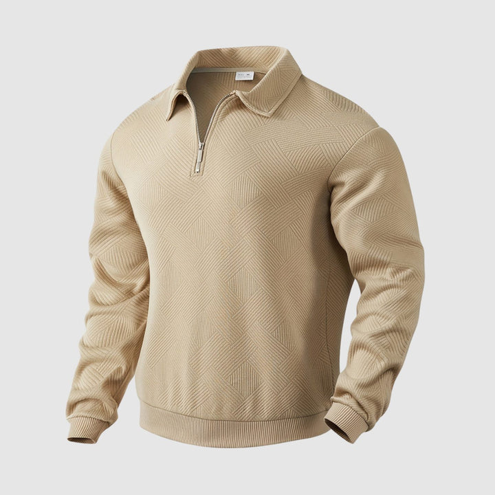 Herren Polo-Sweatshirt mit halbem Reißverschluss Freizeitshirt - Khaki