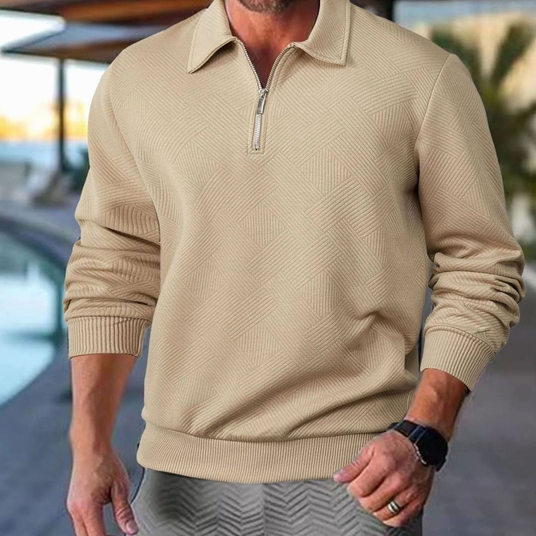 Herren Polo-Sweatshirt mit halbem Reißverschluss Freizeitshirt