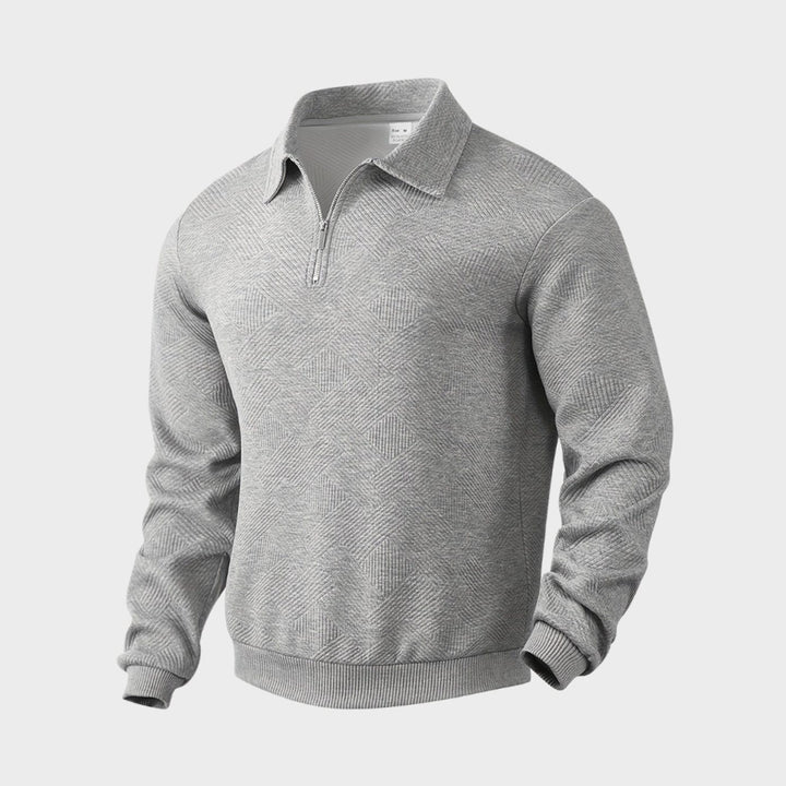 Herren Polo-Sweatshirt mit halbem Reißverschluss Freizeitshirt - Grau