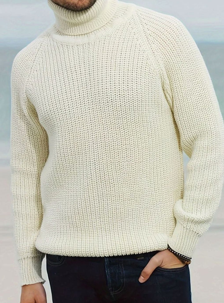 Herren Rollkragen-Strickpullover für den Winter in klassischer Rippstruktur