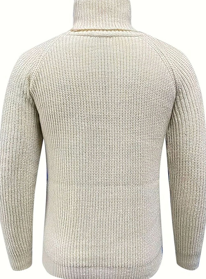Herren Rollkragen-Strickpullover für den Winter in klassischer Rippstruktur