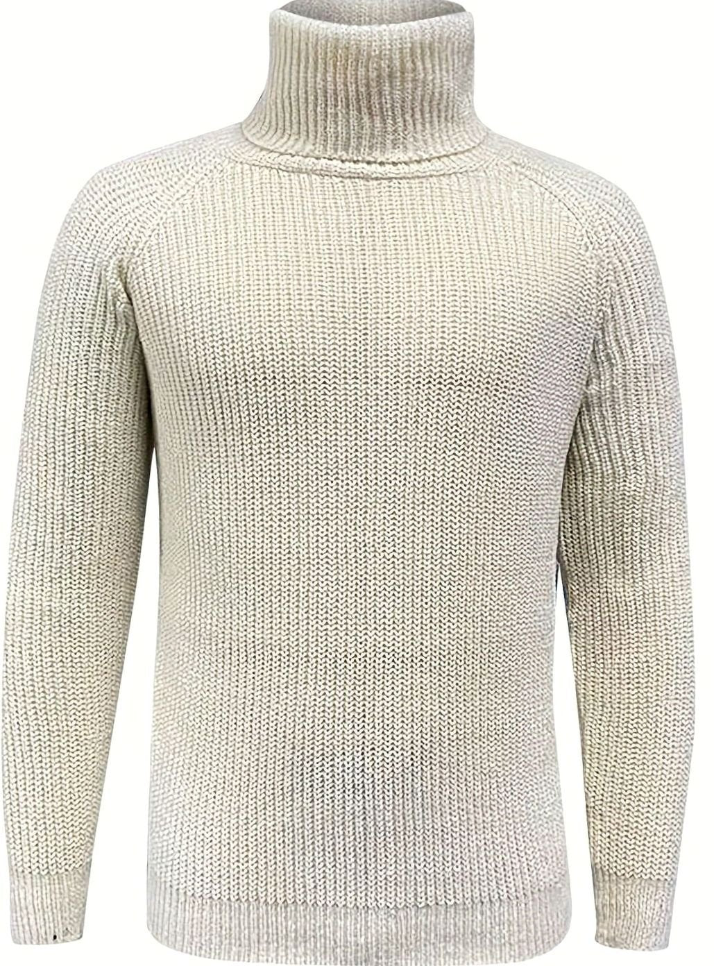 Herren Rollkragen-Strickpullover für den Winter in klassischer Rippstruktur