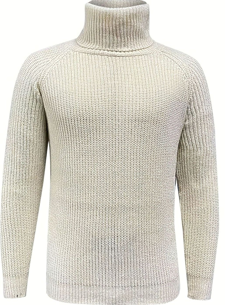 Herren Rollkragen-Strickpullover für den Winter in klassischer Rippstruktur