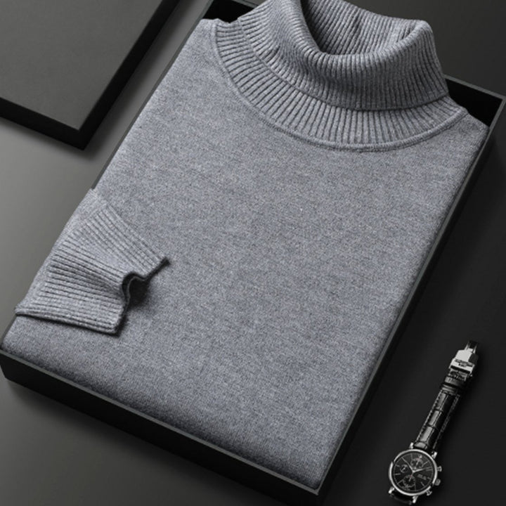 Herren Rollkragenpullover Lässiger Strickpullover für den Frühling - Dunkelgrau