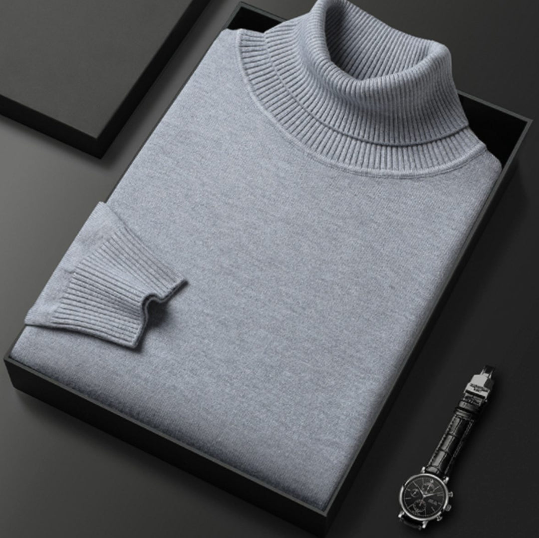 Herren Rollkragenpullover Lässiger Strickpullover für den Frühling - Hellgrau