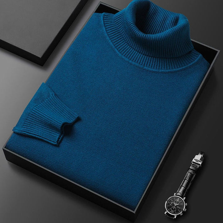 Herren Rollkragenpullover Lässiger Strickpullover für den Frühling - Dunkelblau