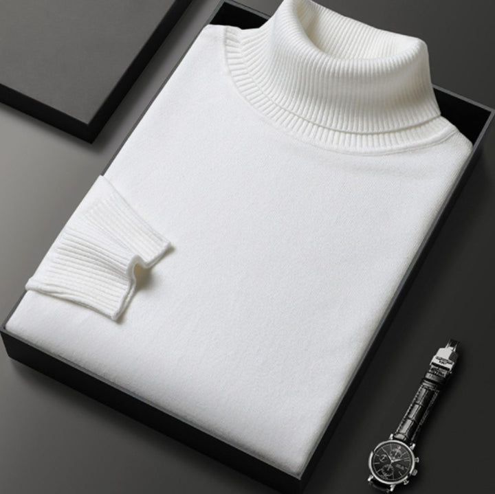 Herren Rollkragenpullover Lässiger Strickpullover für den Frühling - Weiß