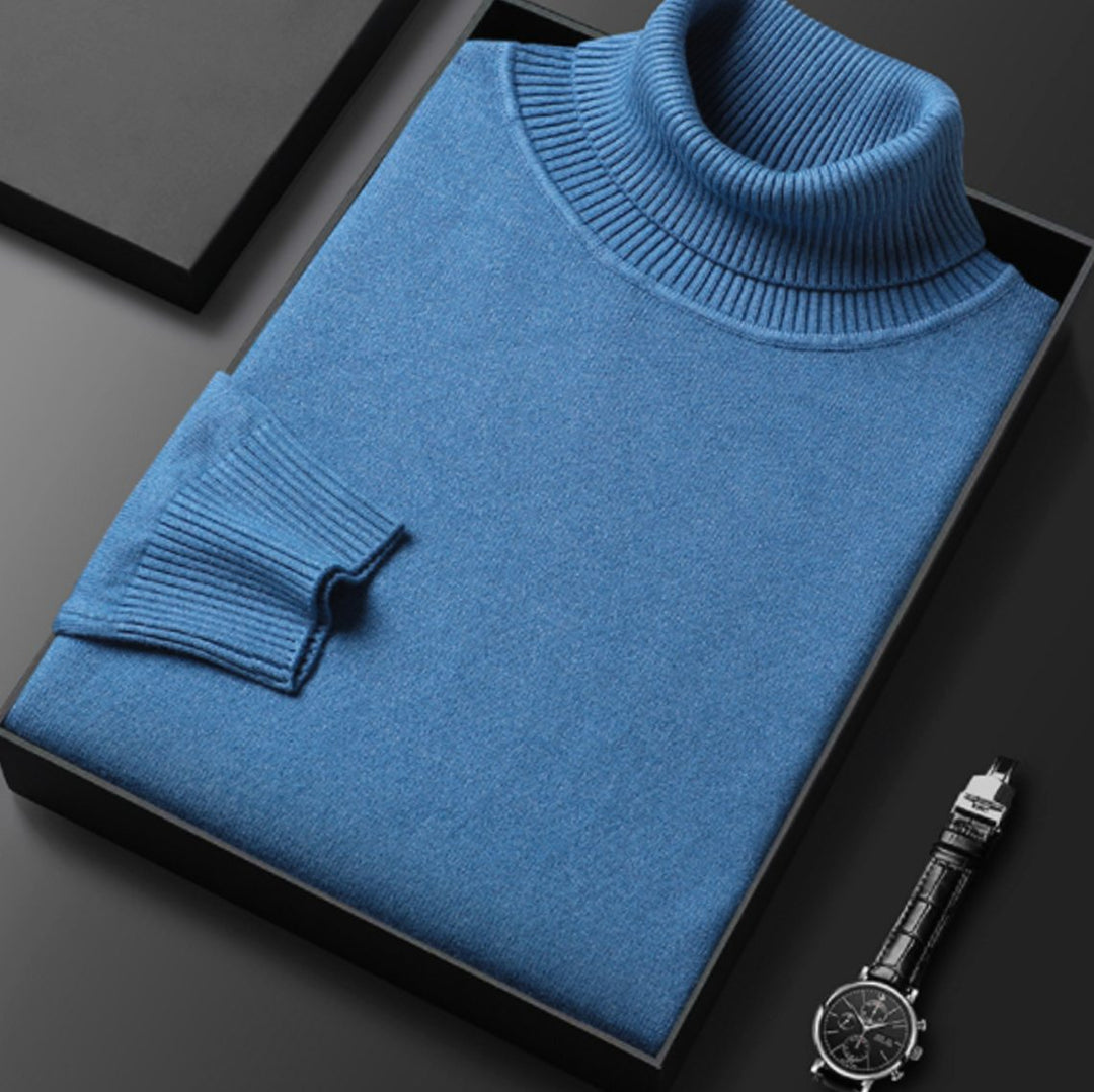 Herren Rollkragenpullover Lässiger Strickpullover für den Frühling - Blau