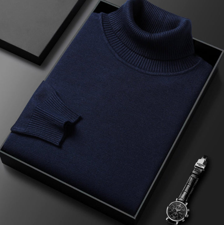 Herren Rollkragenpullover Lässiger Strickpullover für den Frühling - Marineblau