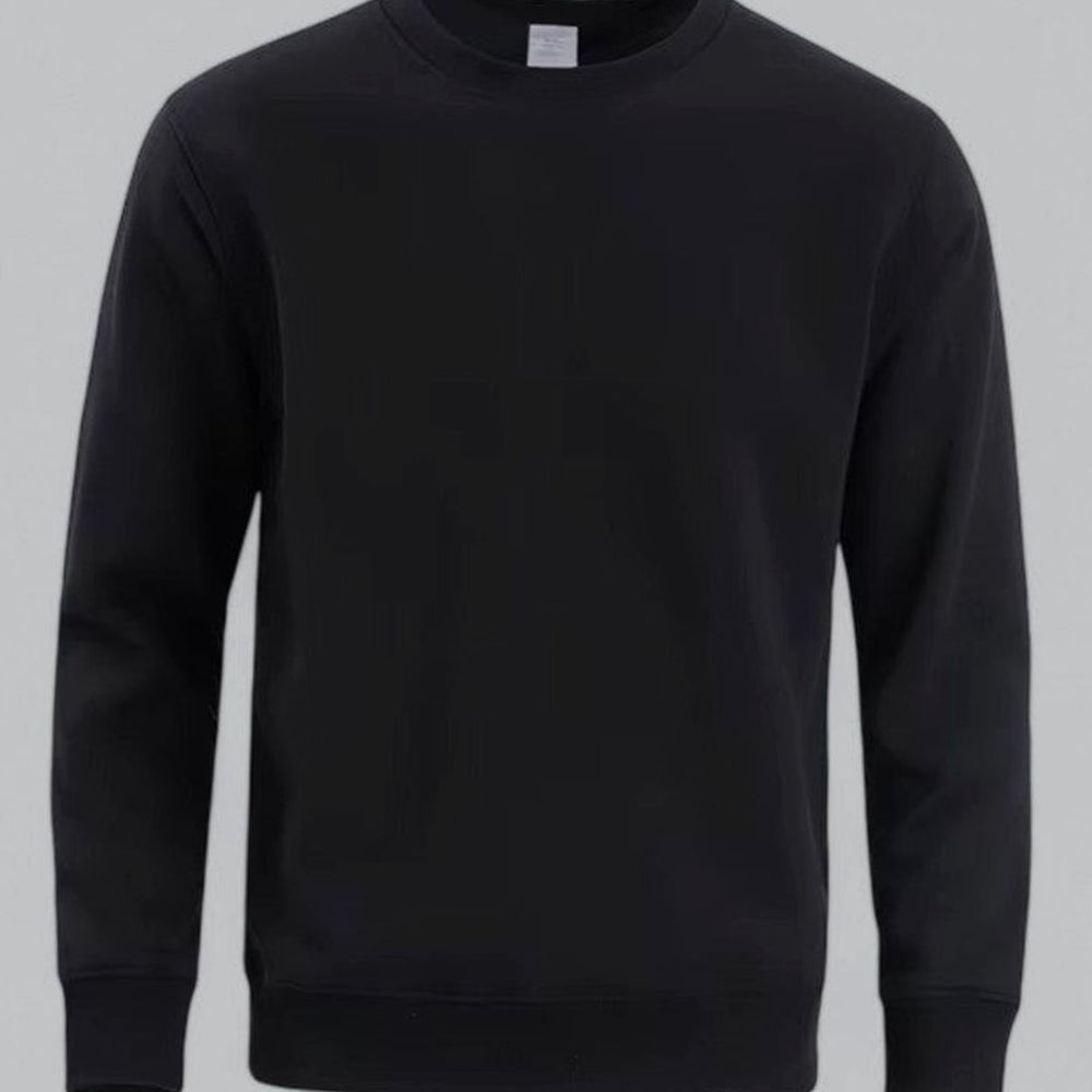 Herren Rundhals Langarm Sweatshirt lockere Passform - Schwarz