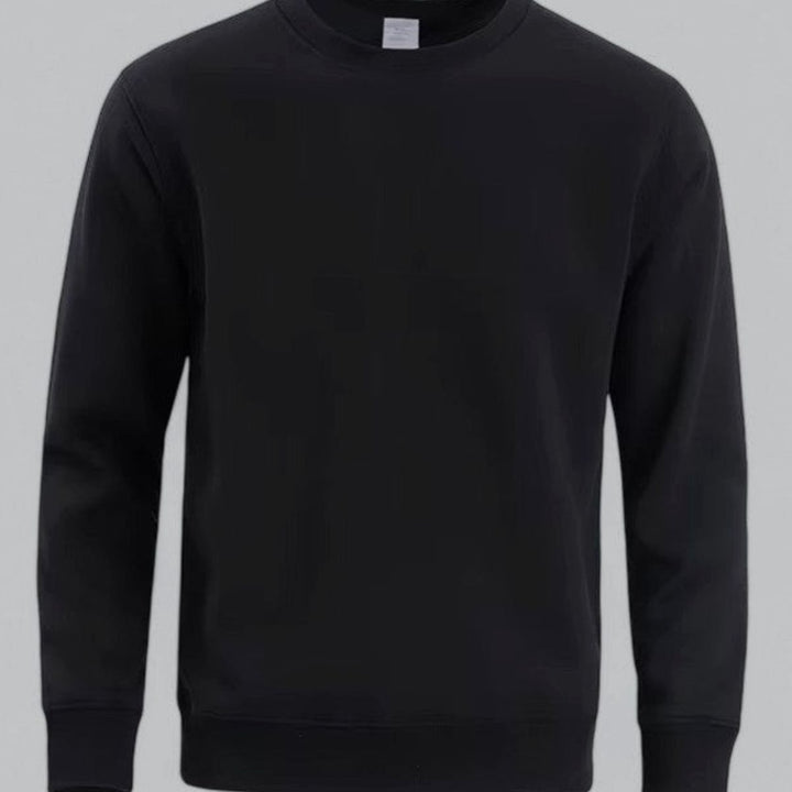 Herren Rundhals Langarm Sweatshirt lockere Passform - Schwarz
