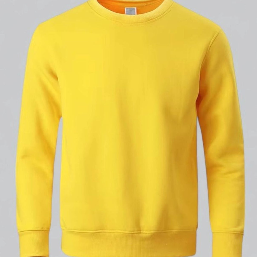 Herren Rundhals Langarm Sweatshirt lockere Passform - Gelb