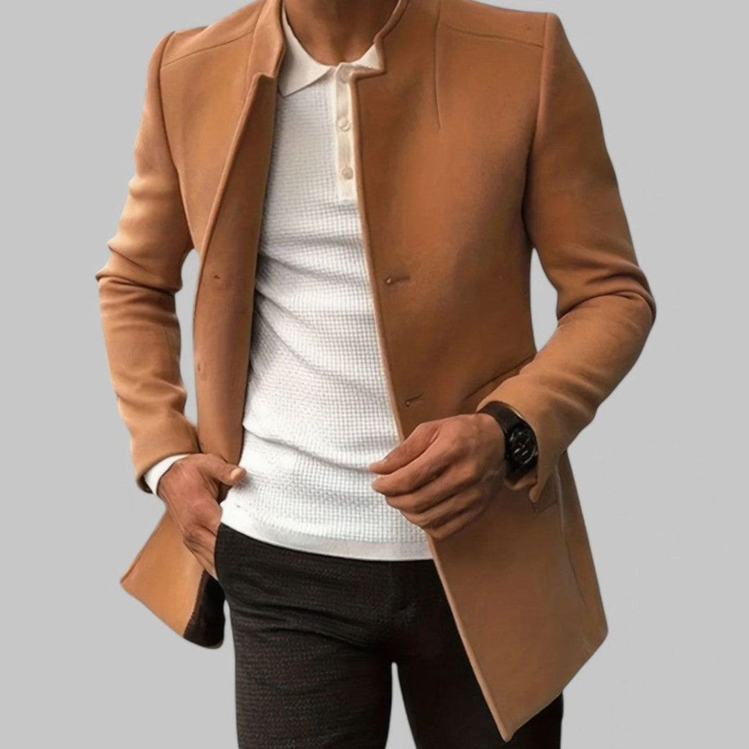 Herren Schlanker Casual Mantel Frühjahr Minimalistischer Stehkragen - Kamel