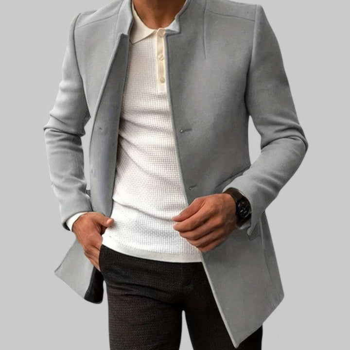 Herren Schlanker Casual Mantel Frühjahr Minimalistischer Stehkragen - Grau