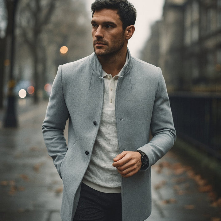Herren Schlanker Casual Mantel Frühjahr Minimalistischer Stehkragen