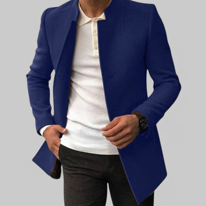 Herren Schlanker Casual Mantel Frühjahr Minimalistischer Stehkragen - Blau