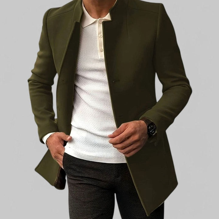 Herren Schlanker Casual Mantel Frühjahr Minimalistischer Stehkragen - Grün