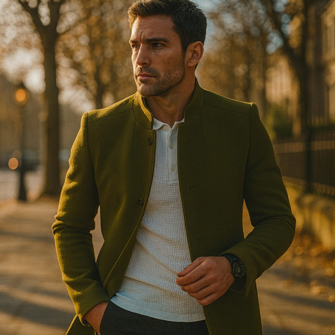 Herren Schlanker Casual Mantel Frühjahr Minimalistischer Stehkragen
