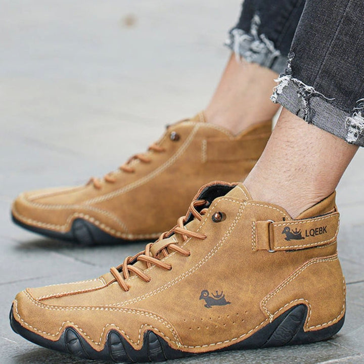Herren Schnürstiefeletten Leder breite Passform rutschfeste Sohle