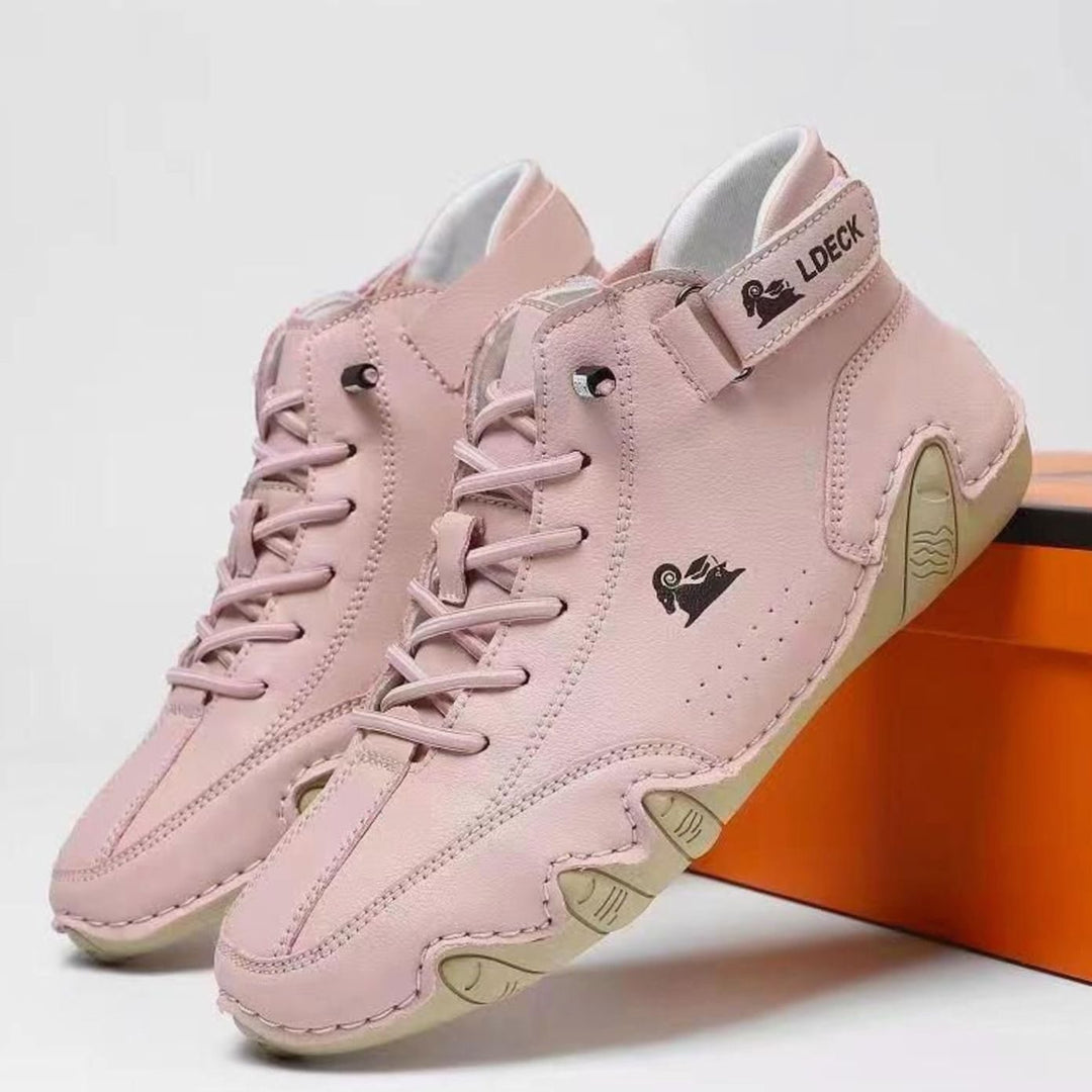 Herren Schnürstiefeletten Leder breite Passform rutschfeste Sohle - Rosa