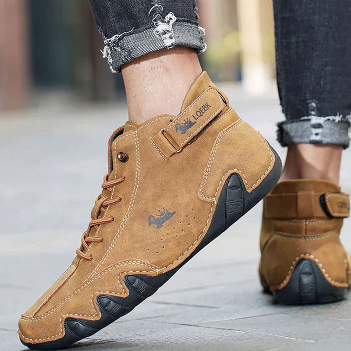 Herren Schnürstiefeletten Leder breite Passform rutschfeste Sohle
