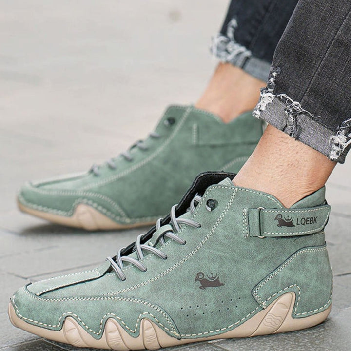 Herren Schnürstiefeletten Leder breite Passform rutschfeste Sohle