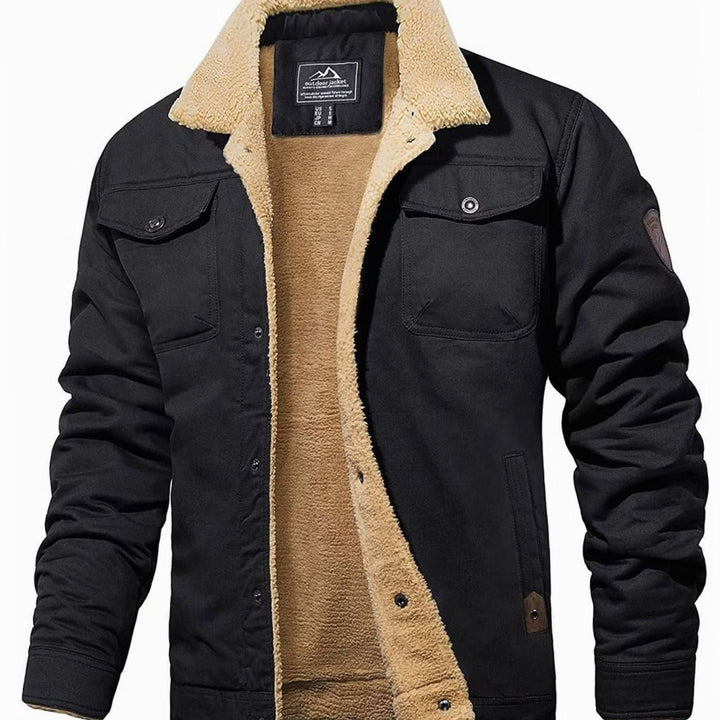 Herren Sherpa-gefütterte Outdoor-Jacke mit Knopfleiste