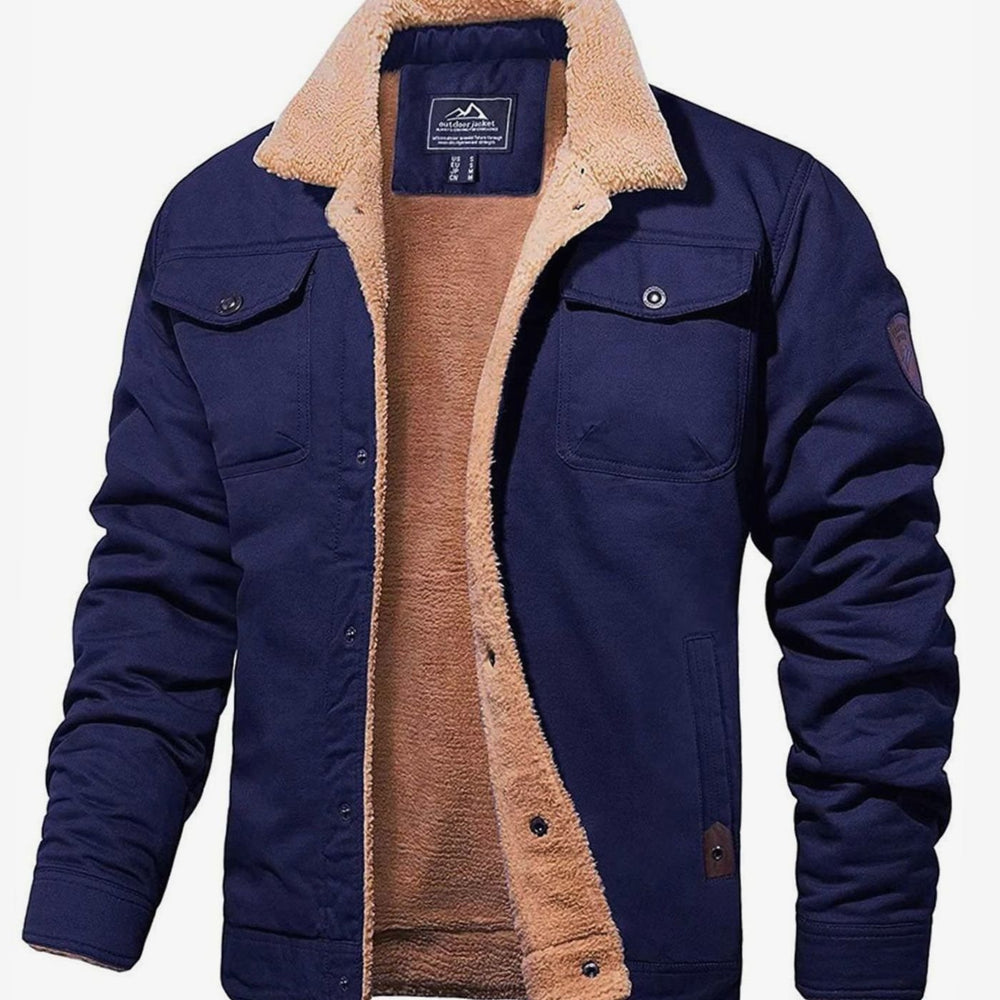 Herren Sherpa-gefütterte Outdoor-Jacke mit Knopfleiste