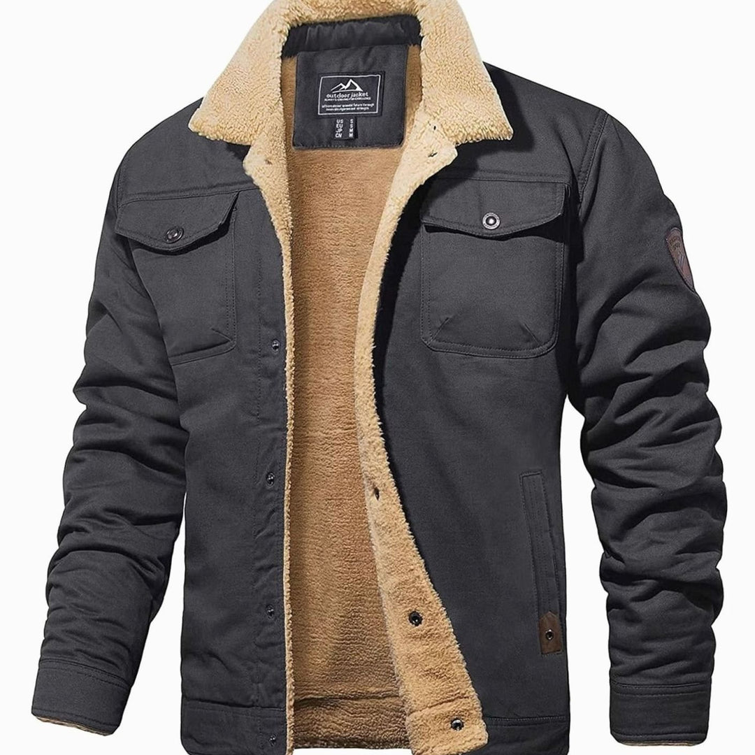 Herren Sherpa-gefütterte Outdoor-Jacke mit Knopfleiste