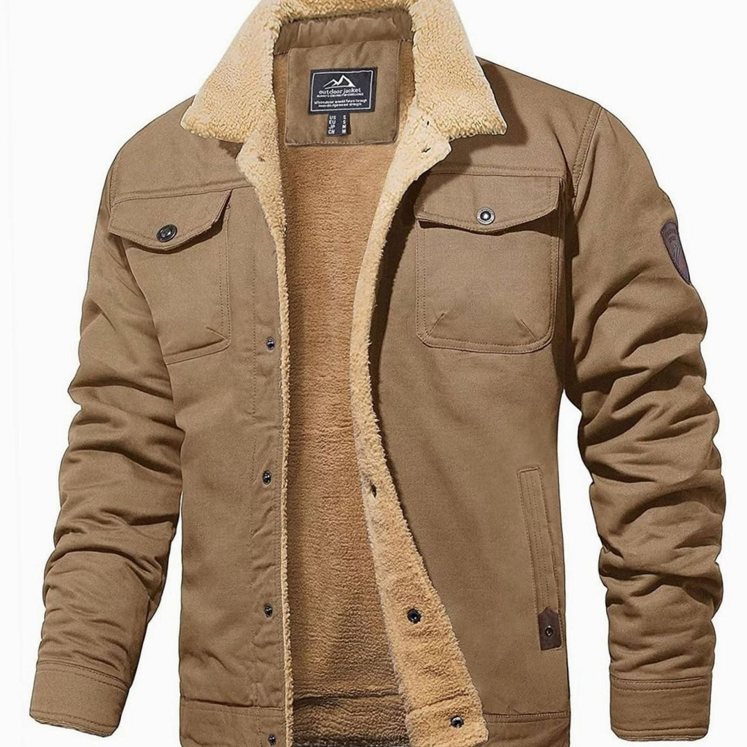 Herren Sherpa-gefütterte Outdoor-Jacke mit Knopfleiste