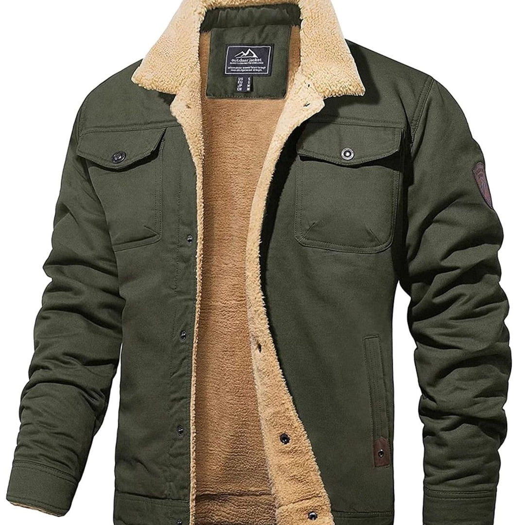 Herren Sherpa-gefütterte Outdoor-Jacke mit Knopfleiste
