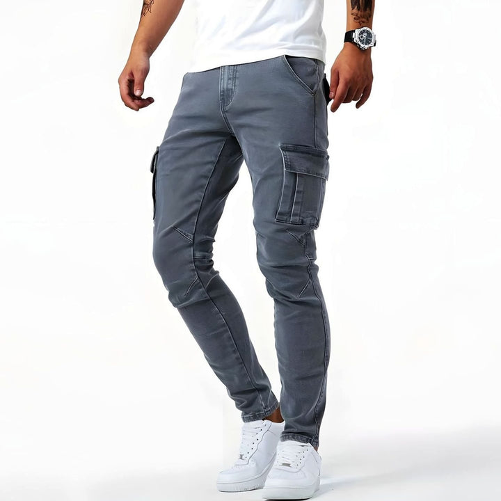 Herren Slim-Fit Cargohose mit schmaler Passform und Seitentaschen - Grau