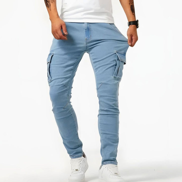 Herren Slim-Fit Cargohose mit schmaler Passform und Seitentaschen - Blau