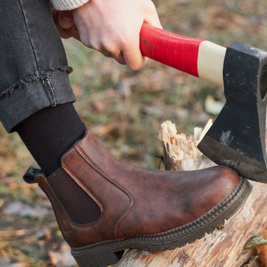 Herren Slip-On Chelsea-Boots zum Hineinschlüpfen mit Elastikeinsatz - Braun