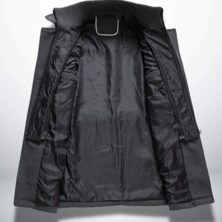 Herren Smart-Casual Wollmantel mit Knopfverschluss und abnehmbarem Innenkragen