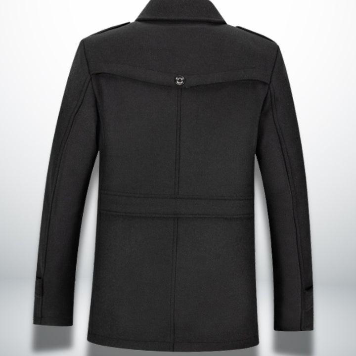 Herren Smart-Casual Wollmantel mit Knopfverschluss und abnehmbarem Innenkragen